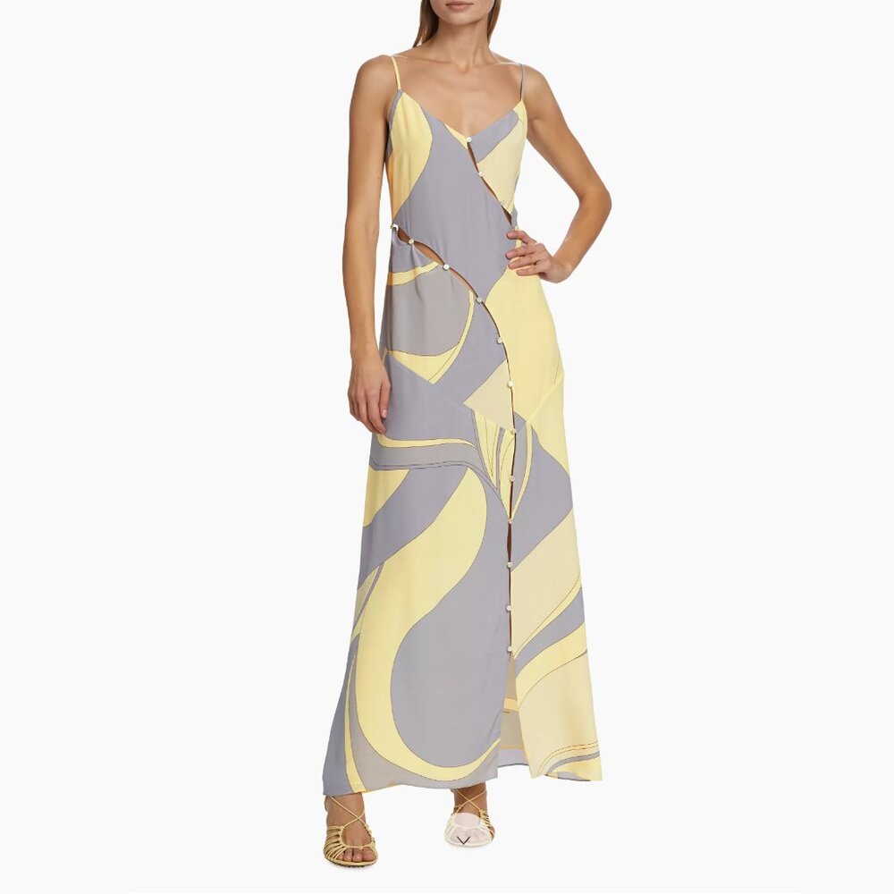 Sir the Label Adrianna Button Cut-Out Maxi Dress